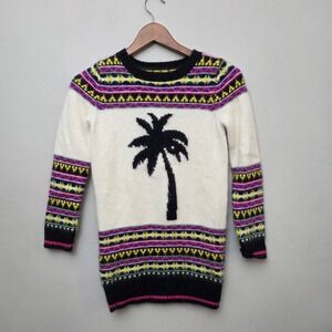 Juicy‎ Couture Girls Kids Palm Tree Fair Isle Sweater L 8-10 Angora Blend